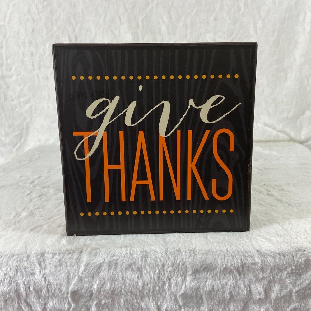Give Thanks wooden Box Sign Shelf Sitter Plaque Fall Decor